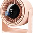 Gaiatop Desk Fan with Touch Control, 4000mAh Battery, 5 Speeds Ultra Quiet Bedroom Fan with LED Display, 90 Tilt, 7.7 Inch USB-C Rechargeable Desktop Fan for Dorm Office Room Home Office, Pink