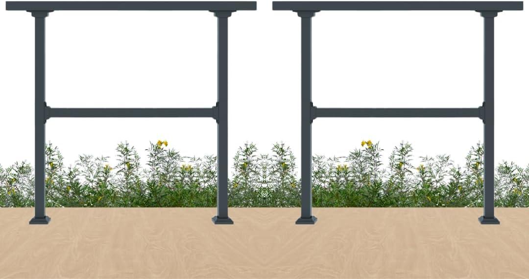 CR Fence & Rail Horizontal Metal Deck Railing, 4ft Wide Residential Handrail, 36-Inch Tall Black Straight Railing for Decks, Patios, and Flat Surfaces 2 Packs