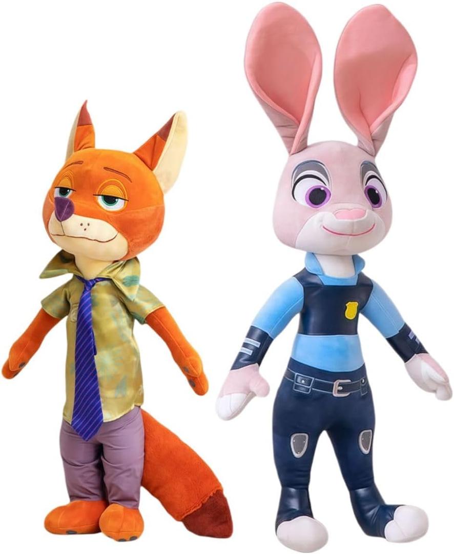 JuGuo Plush Toys 2-Pack: 17" Judy Hopps and 15" Nick Wilde Stuffed Animals, Soft Plush Set for Kids and Fans