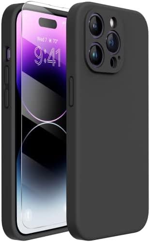 Miracase Designed for iPhone 14 Pro Case, [Upgraded Camera Protection], Shockproof Liquid Silicone Rubber Phone Case Cover for 14 Pro 6.1 inch, Black