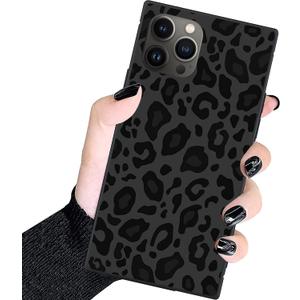 Designer Luxury Case for iPhone 15 Pro Women,Black Gray Leopard print Classic Checkered Style,Hard PC+Soft Silicone case is Shock-Proof and Skid-Proof for Protective Case