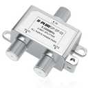 G-PLUG 2-Way Coaxial Cable Splitter, 52400 MHz, RG6 Compatible, Supports TV, Satellite, Cable, Modem, Internet & MoCA, Low Signal Loss, All Ports Power Pass, Durable Metal Housing