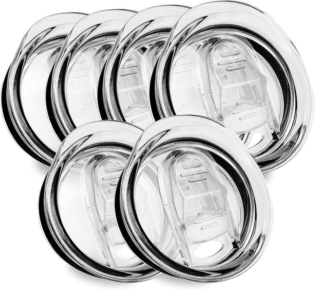 30oz Skinny Tumbler Replacement Lids 6 Pack,Spill Proof Splash Resistant Silicone Sliding Covers,Straw Friendly, BPA Free
