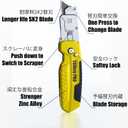 YOIbuy PRO Foldable Utility Knife with Scraper Function, Holds 2 Replacement Blades, Zinc Alloy Body, SK2 Replacement Blade