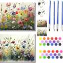 VIGEGU 2 Pack Flower Paint by Numbers Kit for Adults with Framed,Flowers Paint by Number DIY Adult Paint by Number Kits for Wall Decor 10x12in