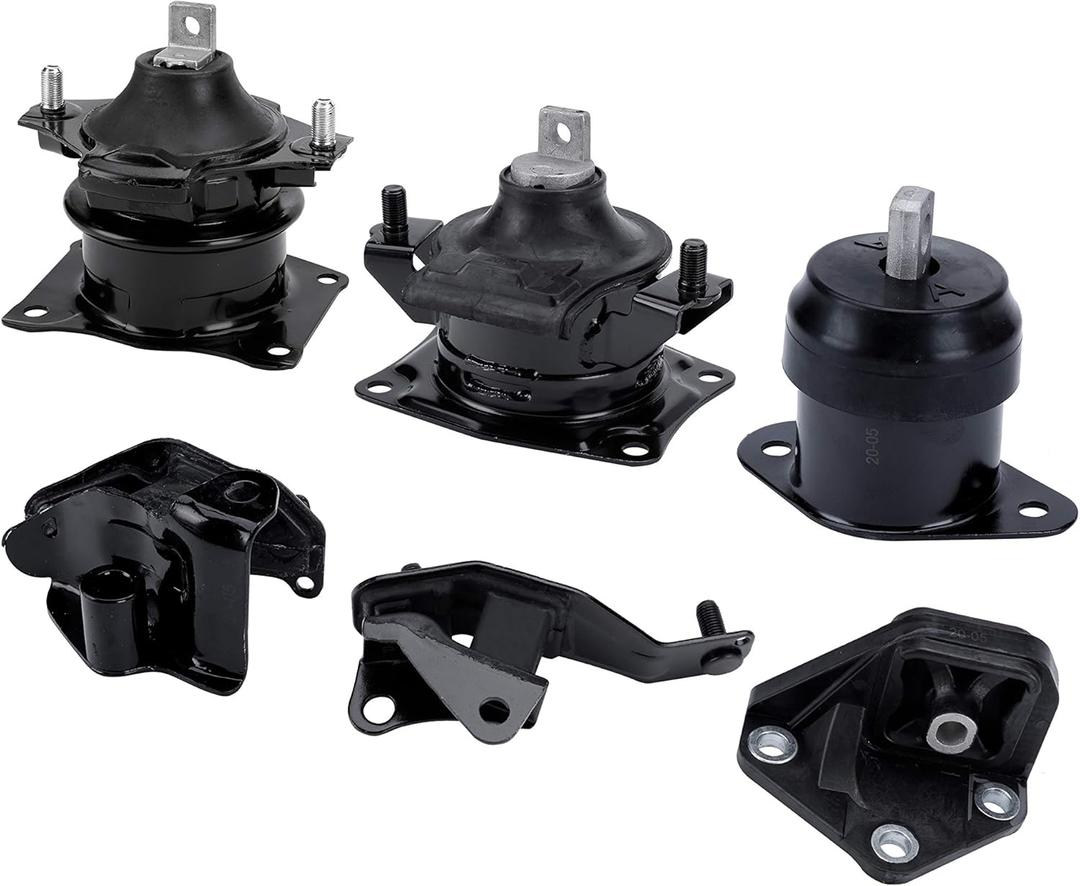 Engine Motor and Transmission Mount Set of 6 - Fits Honda Accord 2003-2007 2.4L Automatic Trans - Replaces A4526HY, A4517, A4509, A4542, A4516, A4510 - Front, Right, Rear, Upper Mounts
