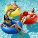 Funscape Large Inflatable Pool Float Rings for Adults Kid, 3 Pack 44" Swim Floaties Tube W/Handles, Summer Tanning Water Floating Lounge, Outdoor Beach Lake River Swimming Toy Pool Party Family Set 1