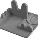 Silicone Spoon Rest and Pot Lid Holder Stand for Kitchen Counter Top, Ladle/Spatula/Spoon/Tongs Holder, Food Grade Silicone, Heat Resistant, Anti-slip BPA-Free, Grey (Gray)