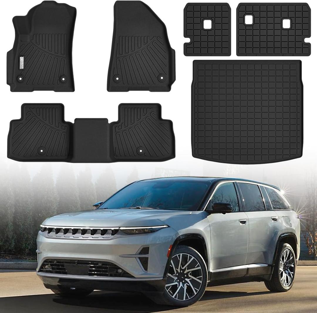 Floor Mats & Trunk Mat Fit for 2025 Jeep Wagoneer S 4xe EV,All Weather Protection TPE, Anti-Slip Floor Mats & Cargo Liner Fit for 2025 Jeep Wagoneer S 4xe EV Accessories