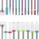Depvko 21pcs Nail Drill Bits Sets, 3/32 Inch Cuticle Electric Nail File and Ceramic Acrylic Gel Nail Bit Kit, Acrylic Nail Art Tools, Carbide Remover Bits for Manicure Pedicure, Home Salon