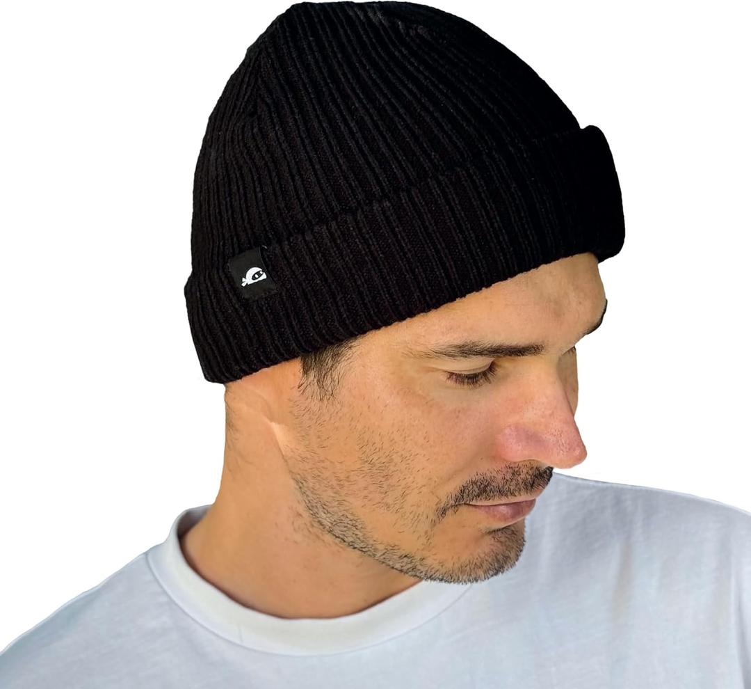 SUN NINJA Ski Beanie for Men & Women  Ultra Soft, Lightweight, Warm Ribbed Knit Winter Hats for Cold Weather & Outdoor Use (Black)