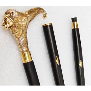 Solid Brass Lion Head Handle Wooden Walking Stick Cane Vintage Designer Handmade Gift