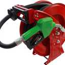 3/4 Inch Fuel Hose Reel,3/4"X33' Retractable Ratchet Spring Driven Diesel Hose Reel,360 Rotating Fuel Hose Swivel,AUTO Fuel Nozzle,SS304 Elbow Pipe,Barb Fitting,300 PSI,1"NPT Inlet,3/4" Outlet
