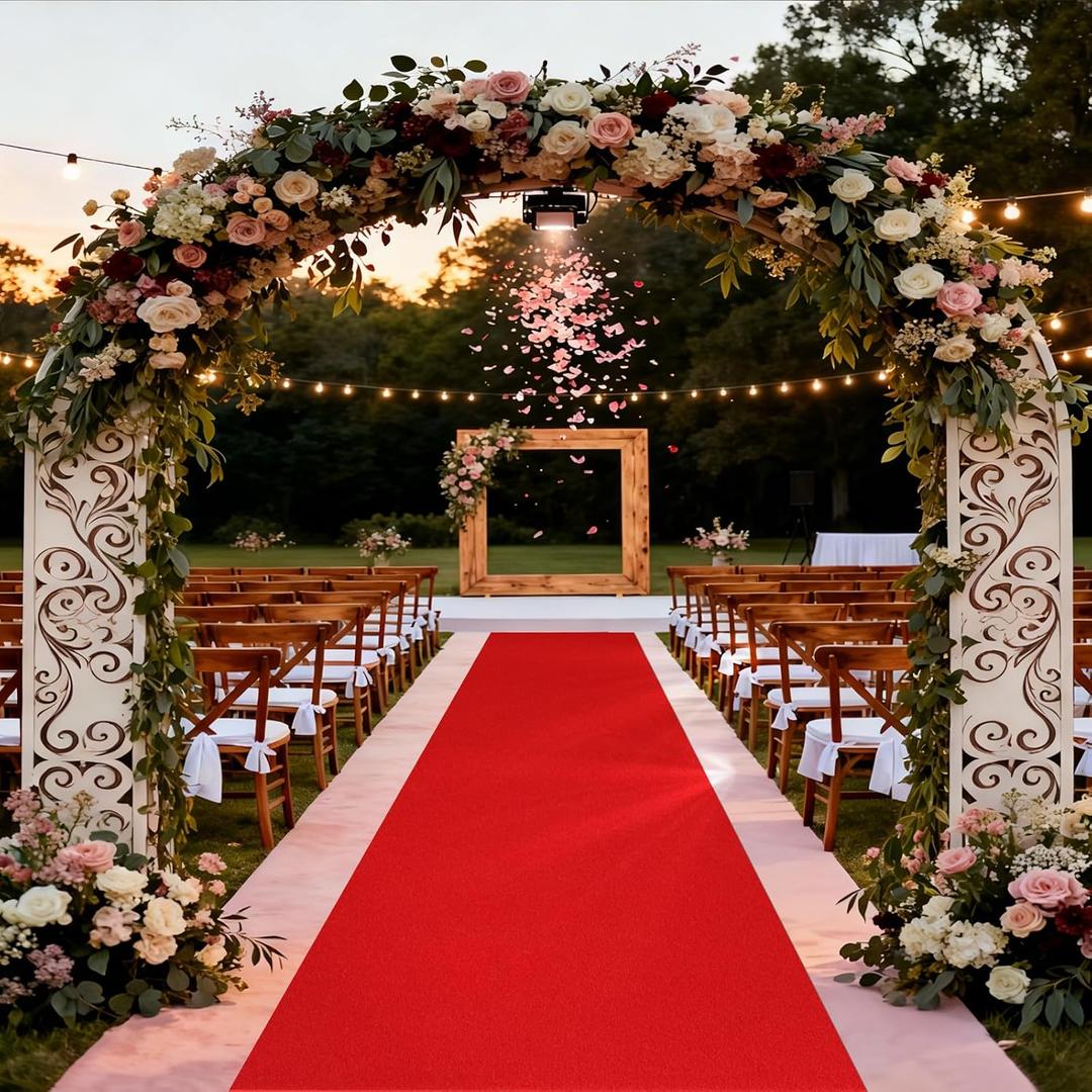 SALLOUS 450 GSM Extra Thick Red Carpet Runner 3 x 30 ft, Heavy-Duty Reusable Rug Runner for Party, Non-Slip Red Carpet with Rubber Backing, Aisle Runway Rug for Weddings, Events Decorations