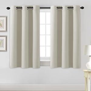 H.VERSAILTEX Blackout Curtains for Bedroom Thermal Insulated Room Darkening Living Room Curtains 45 Inch Long Grommet Privacy Protection Window Curtain Panels/Drapes for Nursery, 2 Panels, Ivory/Cream