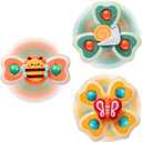 TOHIBEE 3PCS Spinner Toys for 1-3 Year Old Boys & Girls - Suction Cup Spinning Toys for Toddlers & Babies 12-18 Months - First Birthday Gifts