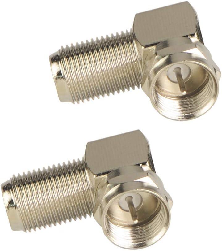 VCELINK 90 Degree Coaxial Connector F Type Female to Male RG6 Adapter Right Angle Coaxial Cable Connector 90 Degree Elbow 2 Pack