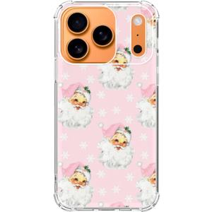 Pink Santa Phone Case Compatible with iPhone 17 Pro, Vintage Christmas Phone Cover for iPhone 17 Pro