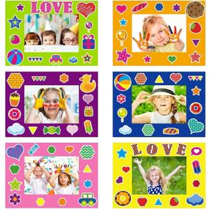 30Packs Picture Frame Crafts Kits for Kids, Summer Back to School Colorful Holiday DIY Foam Picture Frames for Girls Gifts Game Activities Teacher Gifts Preschool Bulletin Board Decoration