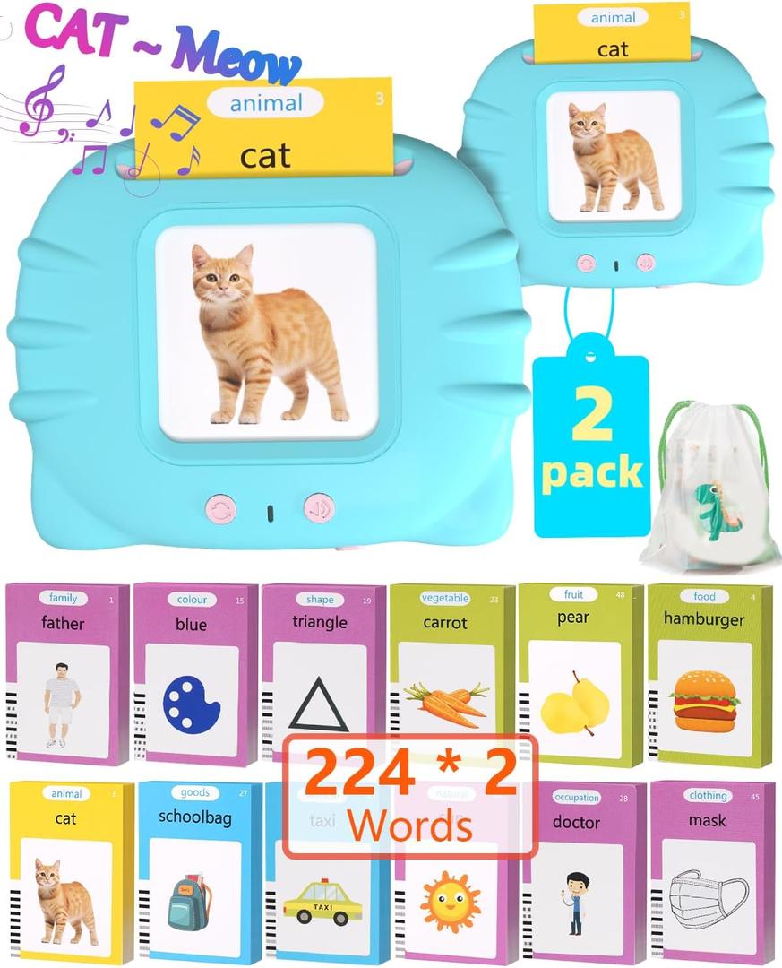 448 Words Talking Flash Cards, Easter Basket Stuffers for Toddlers Learning Montessori Toys for Kids Ages 1 2 3 4 5 6 Year Old, Autism Sensory Toys for Children, Birthday Gifts for Daughter Son Boys