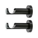Ivilon Ceiling or Wall Mount Curtain Rod Brackets Holders for Curtain Rods of 7/8 and 1 Inch Diameter. Set of 2. Color Black