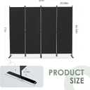 RANTILA 4 Panel Room Divider, 6 FT Folding Privacy Screen with Wide Feet, Freestanding Partition for Room Separation, Portable Room Divider Panel, 89" W x 71" H, Black
