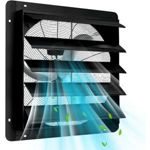 20" Automatic Shutter Exhaust Fan Wall Mount, 3500 CFM High Speed Ventilation with Quiet 1500 RPM Motor for Attic, Garage, Shop, Greenhouse
