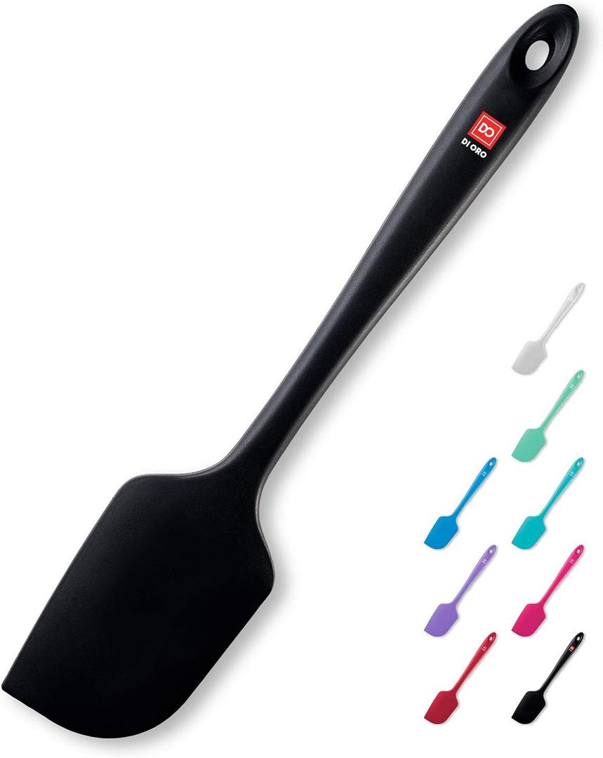 DI ORO Silicone Spatula - 600F Heat-Resistant Rubber Kitchen Spatula for Baking, Scraping, & Mixing - BPA Free Nonstick Cookware Safe Flexible Utensil for Cooking - Seamless & Dishwasher Safe (Black)