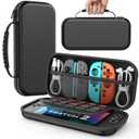Carrying Case for Switch 2, Protective Travel Case with Handle, 10 Game Card Slots, Storage Pockets, Black Lightweight