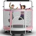 ZCMHAXJ 55" Trampoline for Kids with Enclosure, 440lbs Capacity Indoor & Outdoor Toddler Trampoline with Adjustable Gymnastics Bar & Toys, for Boys & Girls