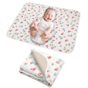 Baby Diaper Changing Pad, 25.6"x19.7" Waterproof Changing Pad Liners with 100% Muslin Cotton Front Top and Leather Back, Soft and Absorbent Portable Changing Mat for Travel, Changing Station