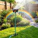Metal Lawn Sprinkler for Yard with Spike Base, 4 Way Adjustable Mini Turbo Oscillating Sprinkler Head Includes 3 Pack 9.85 Inch Stackable Extension Risers 1/2 Inch Male to Female