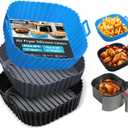 Silicone Air Fryer Liners Reusable 1 PC, Airfryer Liners, Silicone Air Fryer Basket Liners Square, Food Grade AirFryer Accessories 4-7 QT, Ktchen Gadgets for Pot Oven Liner Baking Tray Pan (Blue)