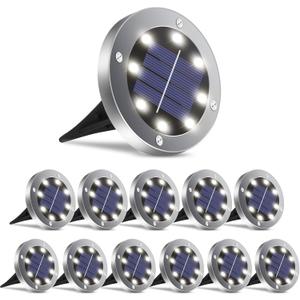 OULONGER 4.6inch Solar Lights Outdoor Waterproof,12Pack Solar Lights for Outside,Solar Garden Lights Landscape Lighting for Patio Pathway Lawn Yard Deck Driveway Walkway(White Light)