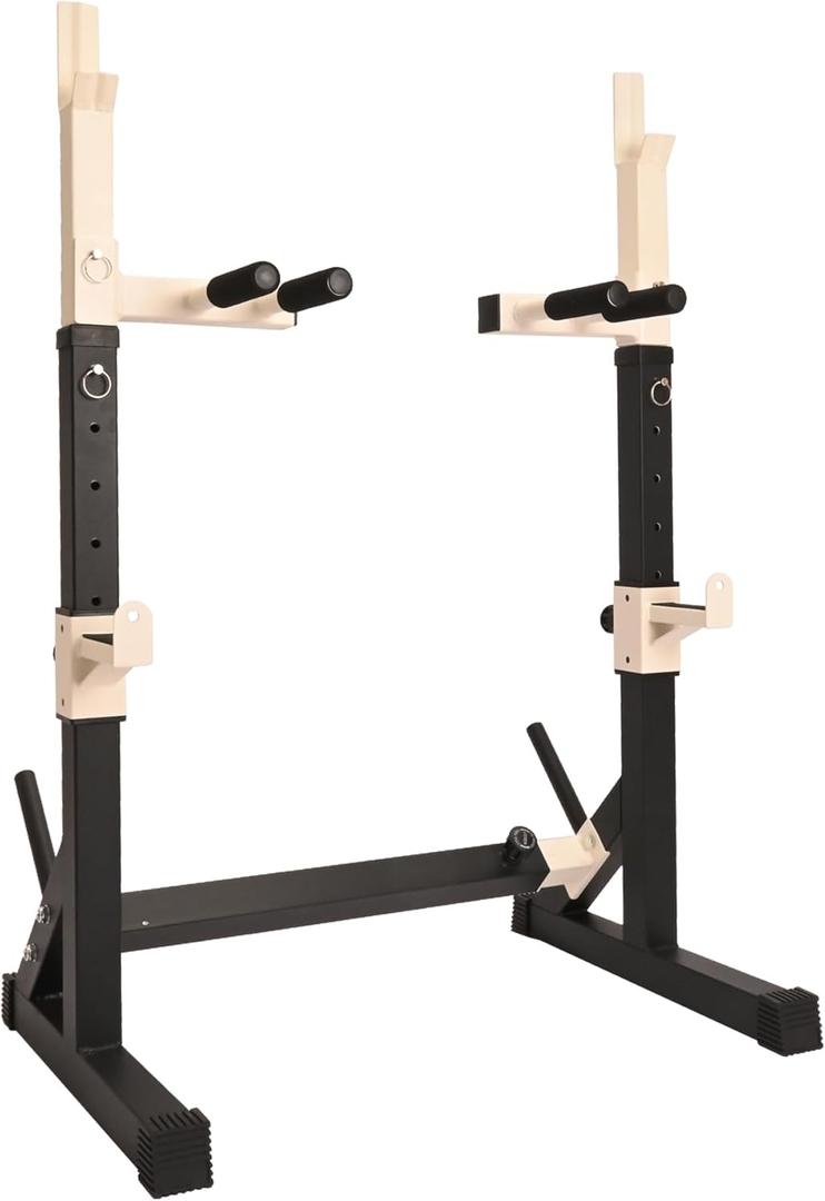 Gresspro Barbell Rack Stand with Dip Bar Attachment - Multifunctional Adjustable Squat Rack, Heavy-Duty Dumbbell Rack, Strength Training Dip Station, Home Gym Equipment Max Load 550lbs (Black)