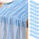 DeZerlor Baby Blue Cheesecloth Table Runner 10 Pack Spring Easter Table Runners Boho Gauze 120 Inches Light Blue Table Decor for Wedding Bridal Baby Shower Parties