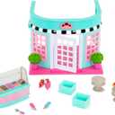 Li'l Woodzeez  Dollhouse Furniture Set with 26 Pieces  Living Room & Nursery Includes Sofa, Crib & Miniatures with 3 Posable Figures  Toddler Doll House Playset for Imaginative Play 3+ Years