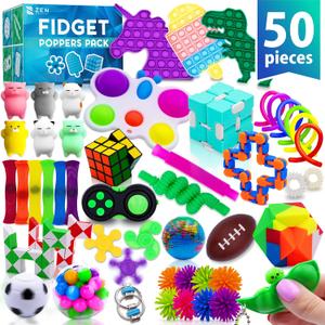 Fidget Poppers Pack 50 Pcs Fidget Toys, Party Favors for Kids 8-12, Stocking Stuffers, Bulk Sensory Toys for Classroom Treasure Box Prizes, Goodie Bags, Birthday Gifts