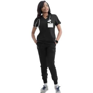 Uniforms World Ava Scrubs Set for Women — Classic fit Top & Slim Jogging Pants, Yoga Waistband, 9 Pockets, Anti-Wrinkle,M