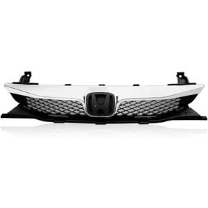 G-PLUS Front Bumper Upper Grille Compatible with Hon.da Civic Sedan 2009 2010 2011 Chrome Grill Replace for HO1200198 71121SNAA50