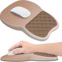 ITNRSIIET Ergonomic Mouse Pad Wrist Support with Memory Foam Massage Bulge & Non-Slip PU Base, Carpal Tunnel Pain Relief, Prevent Wrist Sweating, 12 x 8 x 1.2 inch, Soft Brown Gradient