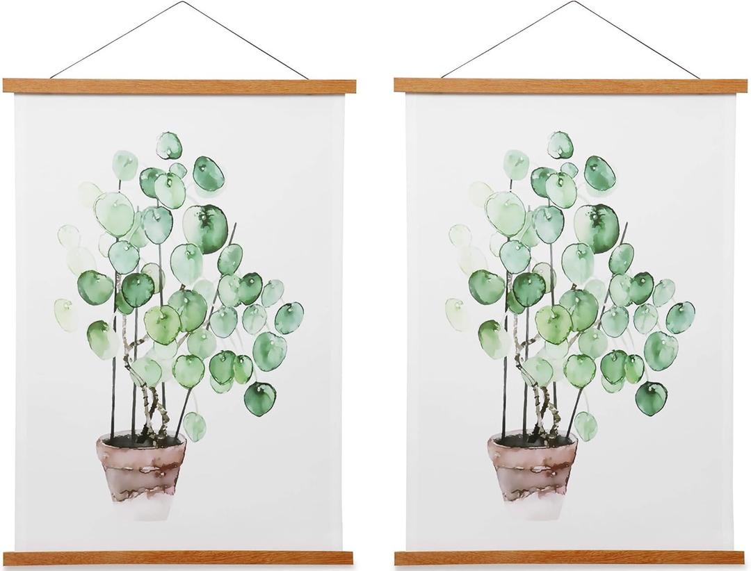 Magnetic Poster Hanger Frame for 16x20 16x24 16x22 Movie Music Posters Wall Art, 2 Pack Wood Picture Frames for Large Canvas Diamond Map Decor, Living Room Calendar Banner Tapestry Photo Hanging Stand (Teak)