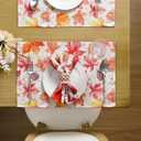 Softalker Fall Placemats Set of 4, 12 x 18 Inch, Printed Thanksgiving Maple Leaf Linen Table Mats, Seasonal Autumn Holiday Table Decorations for Kitchen, Dining, Party Decor