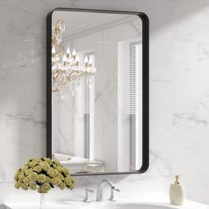  24X36 Inch Black Bathroom Mirror Metal Framed
