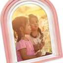 Isaac Jacobs 4x6 Vertical Pink Arc Resin Picture Frame with Gradient Design, Decorative Photo Frame, Tabletop & Wall Display, Hanging Display & Home Decor (4x6 Vertical, Pink)