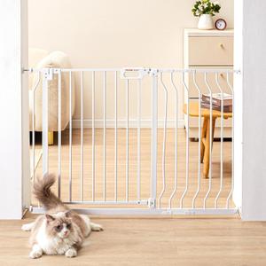 VEVOR 29.5-46" Extra Wide Baby Gate for Stairs, Auto Close Dog Gate for The House, Easy Install Pressure Mounted Pet Gates for Doorways, Easy Walk Thru Wide Safety Gate for Dog, White