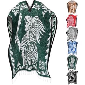 Artisans Bazaar Mexican Poncho Sarape Aztec Men Hombre Mexico Gabanes Mexicanos Western Cowboy Costume Adulto Jorongos l, One Size