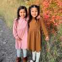 Vieille Toddler Baby Girls Fall Clothes Soft Knit Turtleneck Sweater Dress Long Sleeve Winter Outfits 2-6 Years (Brown)