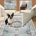 Madane 4x12 Wide Hallway Runners: Washable Runner Rug for Entryway Living Room Soft Vintage Non Slip Carpet Runner for Kitchen Dining Room Nursery Bedroom Thin Area Rug (Blue, 4x12ft)