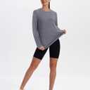 XIEERDUO Women's Workout Tops Long Sleeve Shirts Sun Protection UPF 50+ Quick Dry Shirts for Hiking Running  (Gray, L)
